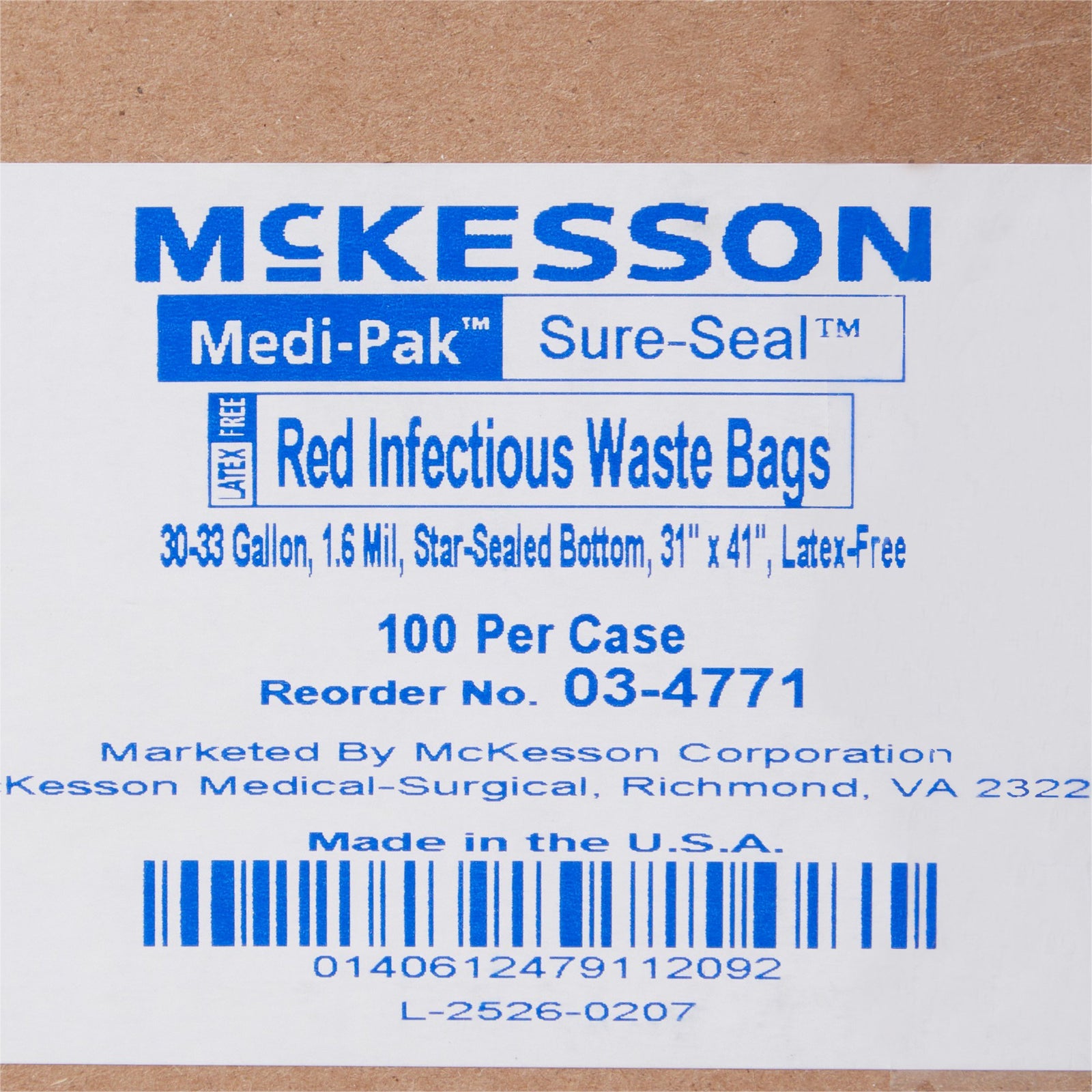 McKesson Infectious Waste Bags (40-45 gal., 30-33 gal., 7-10 gal.) - LLDPE Red