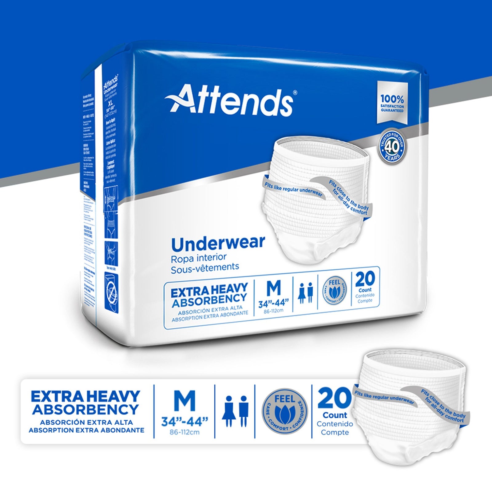 Attends Unisex Adult Absorbent Underwear