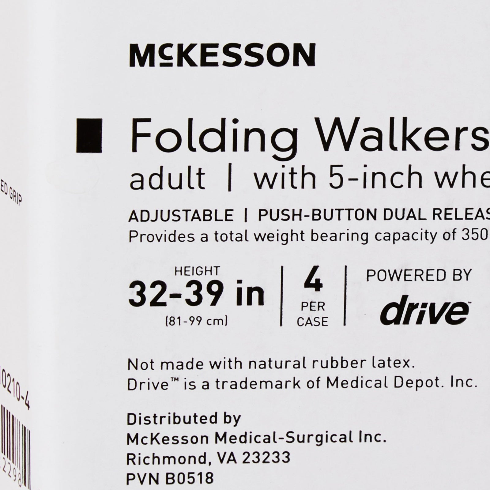 McKesson Folding Walker Adjustable Height