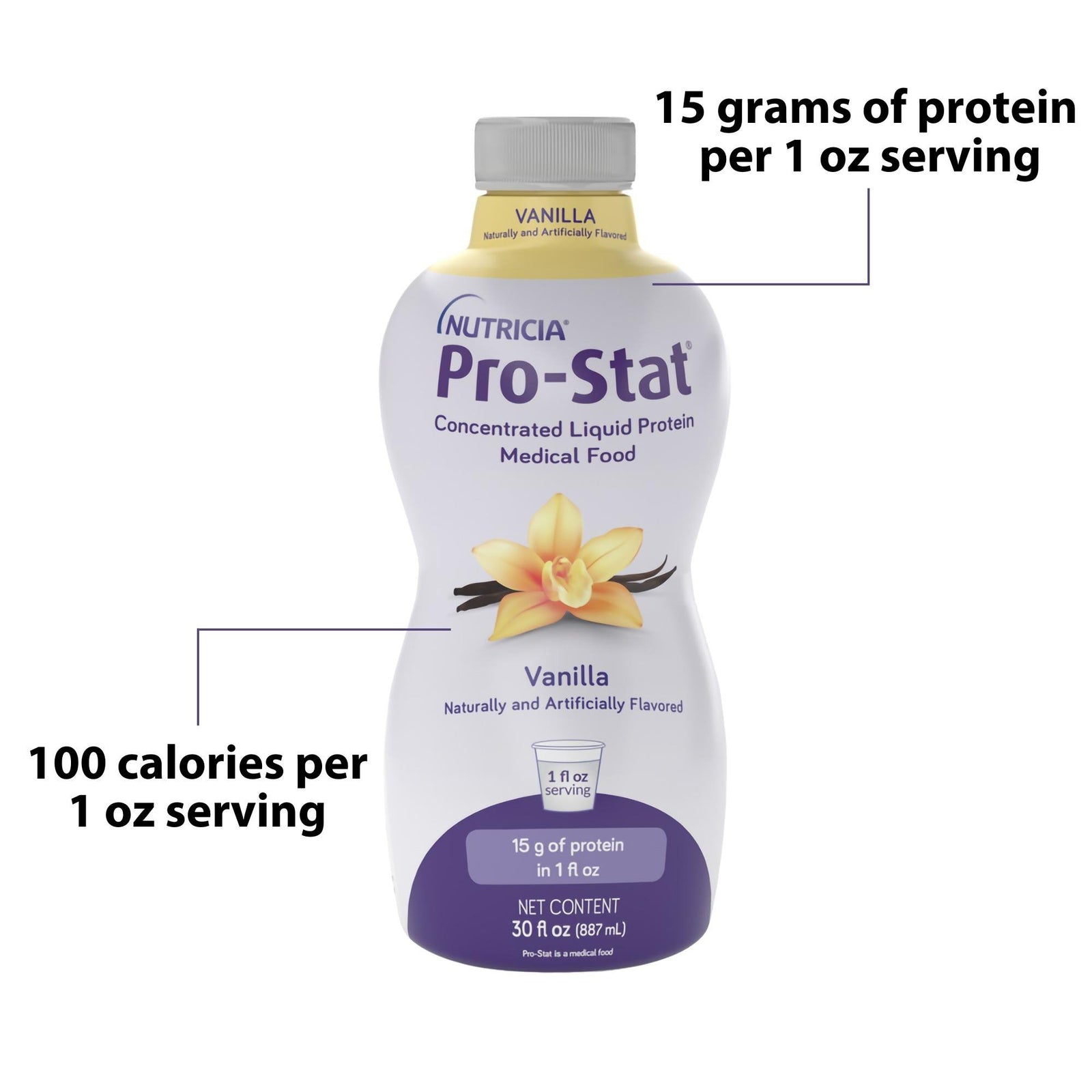 Nutricia Pro-Stat Sugar-Free Liquid Protein Supplement, Vanilla Flavor, 30 oz. Bottle, 6/Case