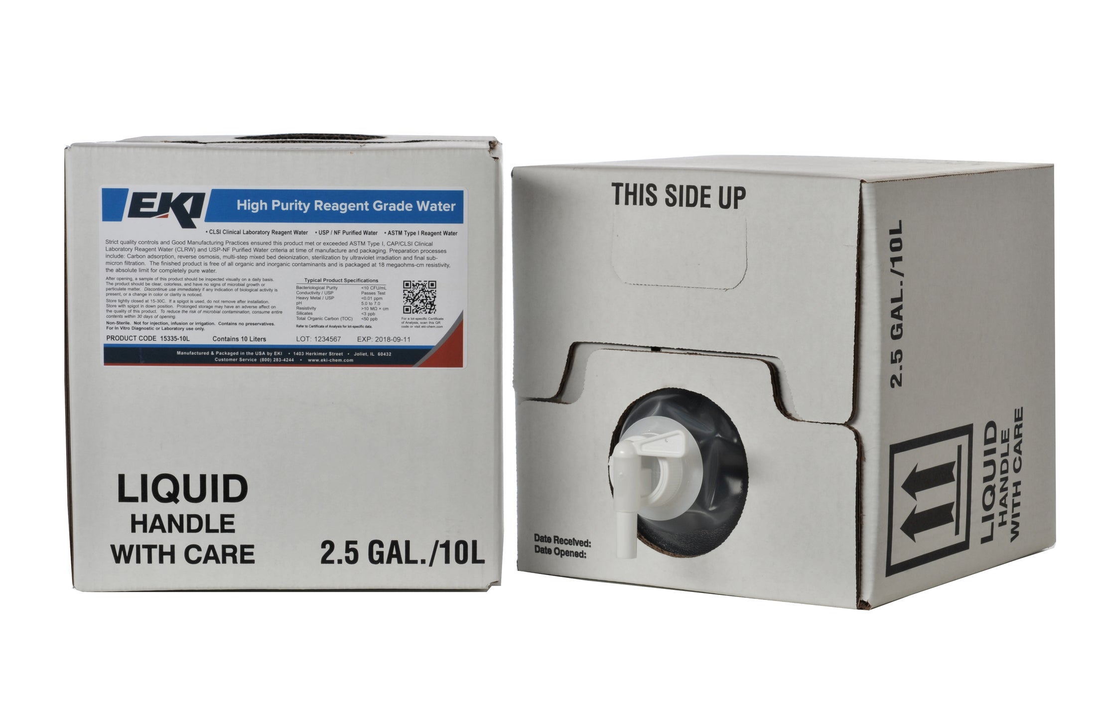 Chemistry Reagent Deionized Water Reagent Grade / Astm Type I 100% 10 Liter