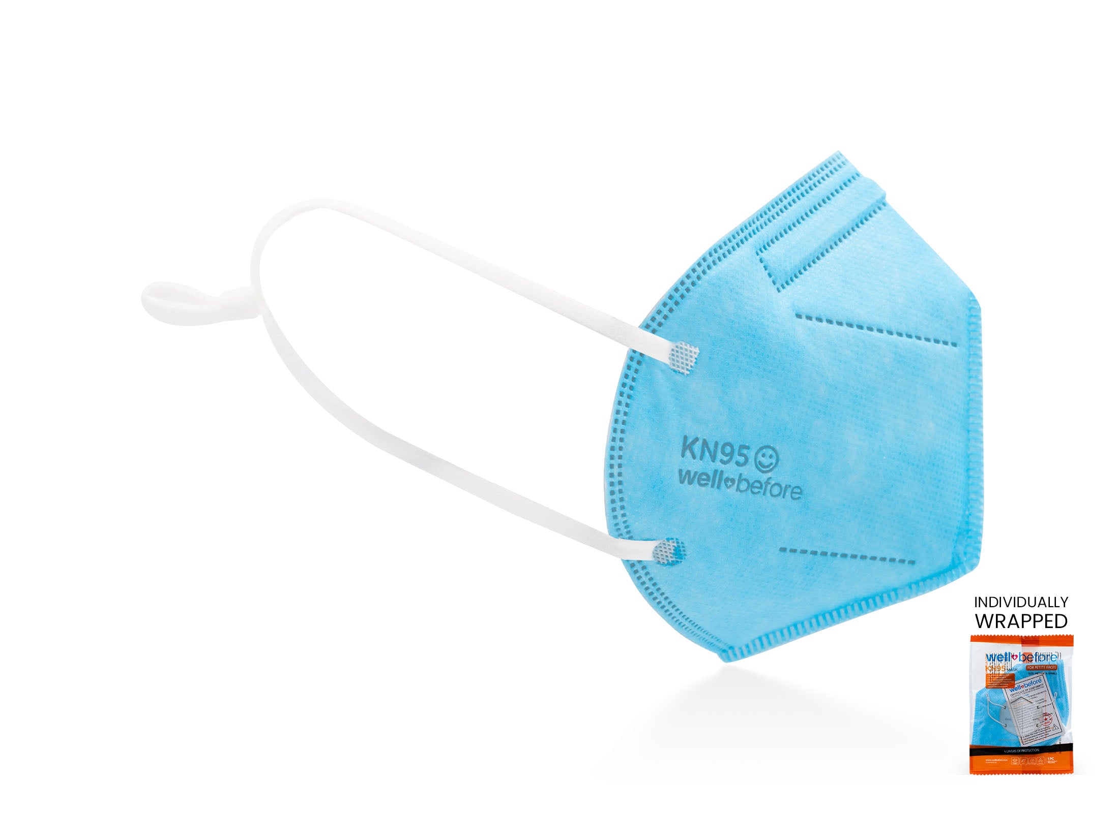 Kids KN95 Mask | Individually Wrapped, Elastic Ear Loops - Bag of 10