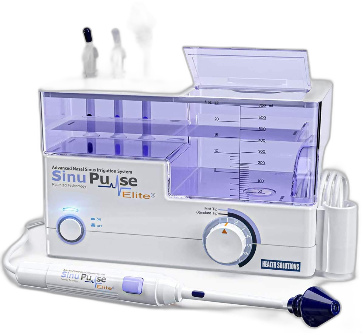 SinuPulse Elite Advanced Nasal Sinus Irrigation System with accessories - transparent background