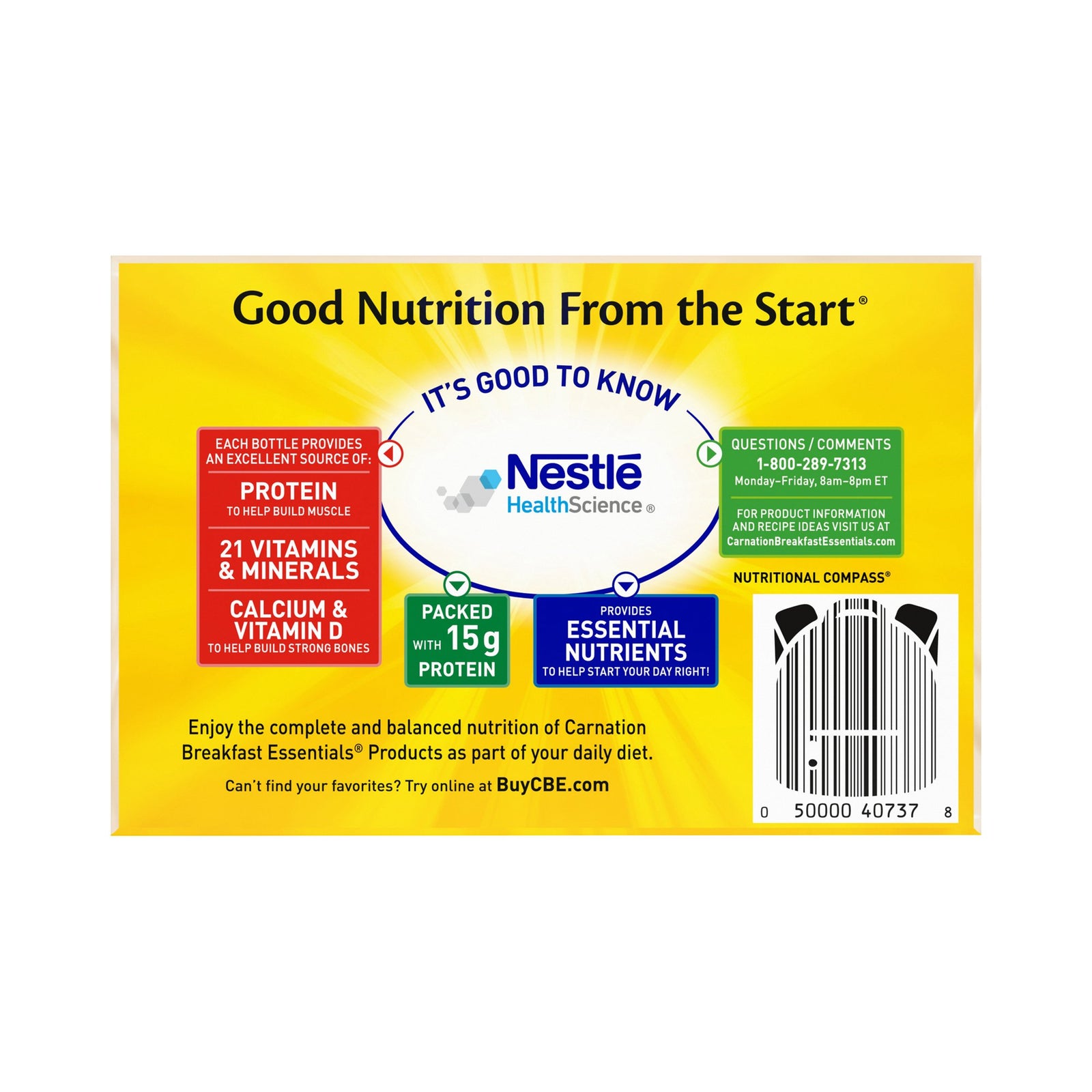 Carnation® Breakfast Essentials® High Protein Vanilla Oral Supplement, 8 oz. Bottle, 6 per Pack