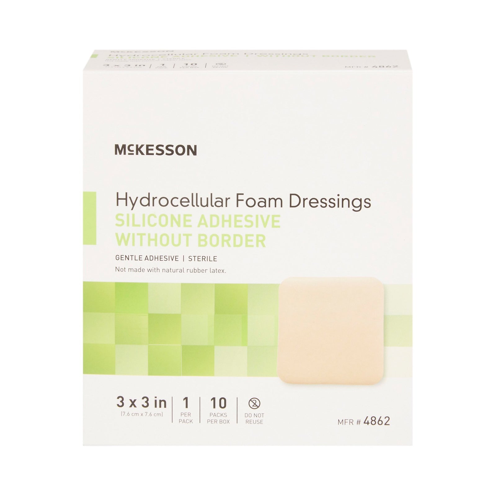 McKesson Hydrocellular Foam Dressings Silicone Adhesive Without Border