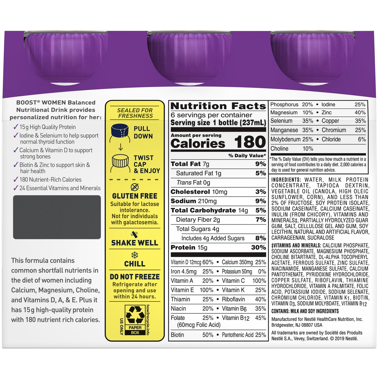 Nestle Healthcare Nutrition Boost Women, Oral Supplement, Very Vanilla Flavor