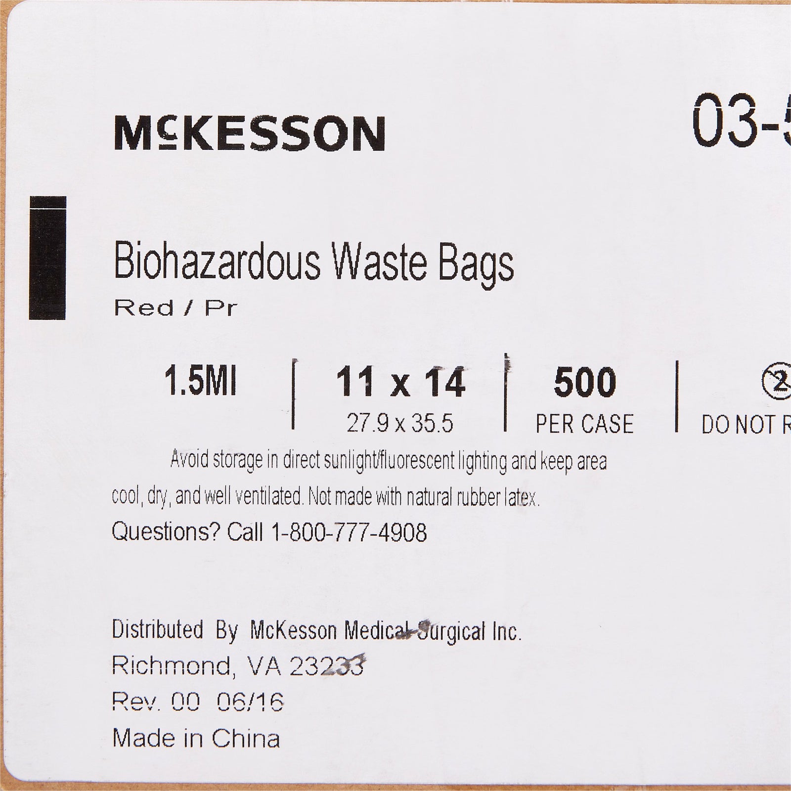 McKesson Red Infectious Waste Bag