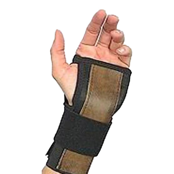 Wrist Brace Contoured Elastic / Metal Left Or Right Hand Black / Brown One Size Fits Most