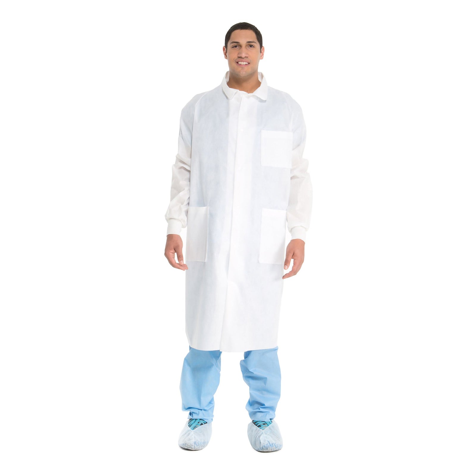 Lab Coat White Large Knee Length Disposable