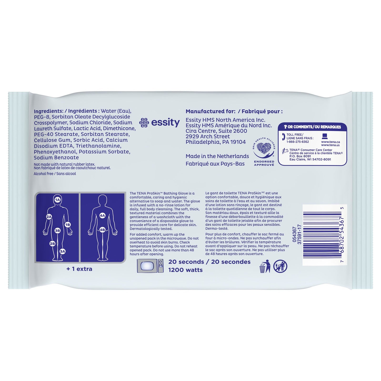 TENA ProSkin Rinse-Free Bathing Glove Wipe