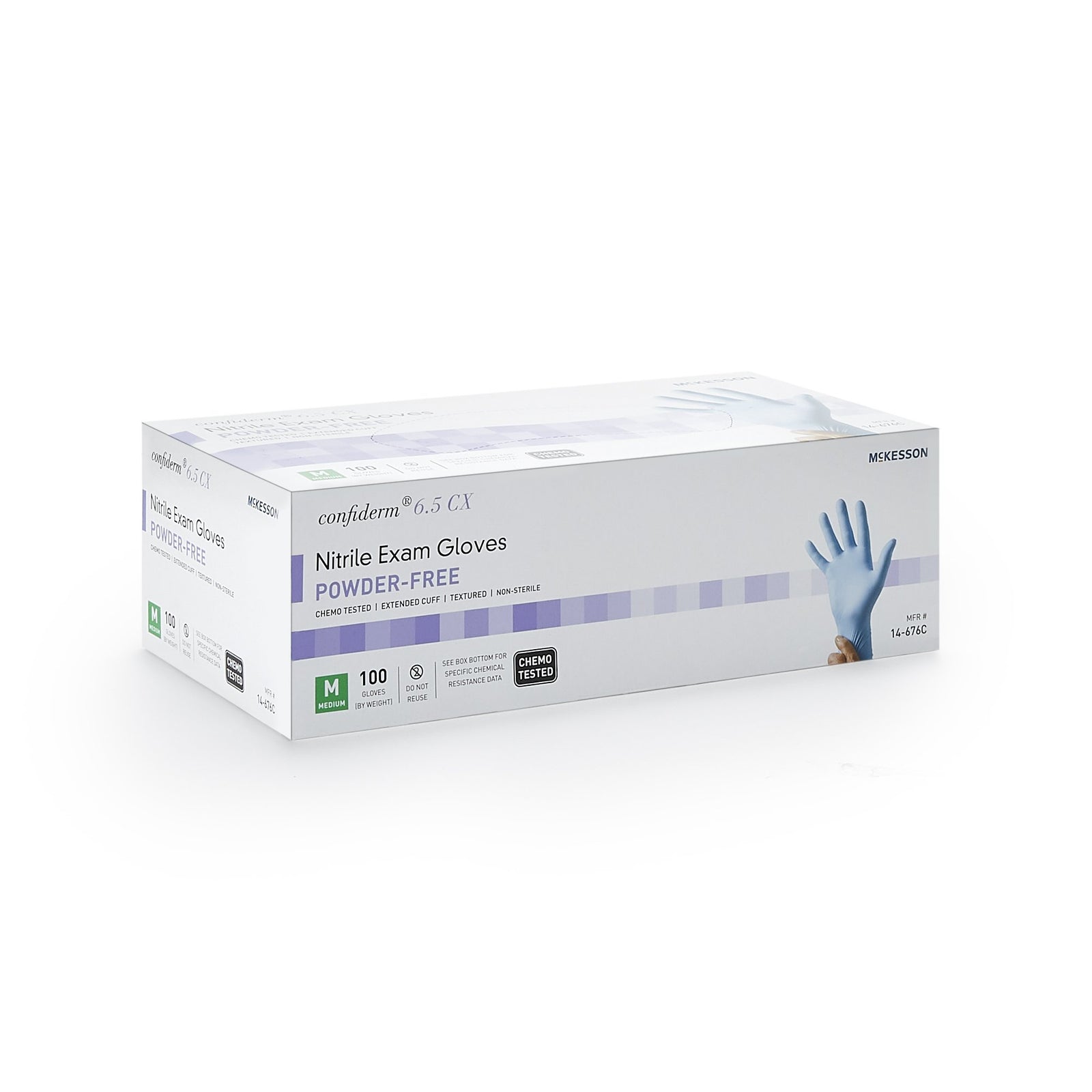 McKesson Confiderm 6.5CX Extended Cuff Nitrile Extended Cuff Length Exam Glove