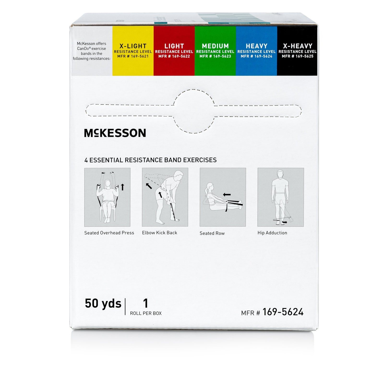 McKesson CanDo Exercise Resistance Band 5 In. x 50 Yd. X-Light to X-Heavy