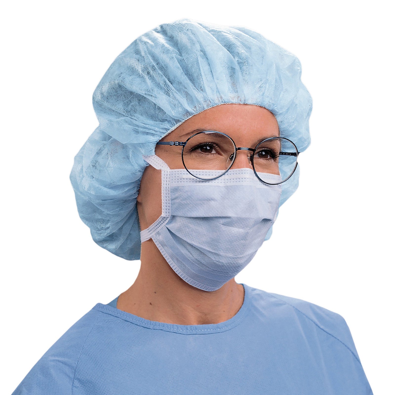 Surgical Mask Anti-Fog Film Pleated Tie Closure One Size Fits Most Green Nonsterile Not Rated Adult