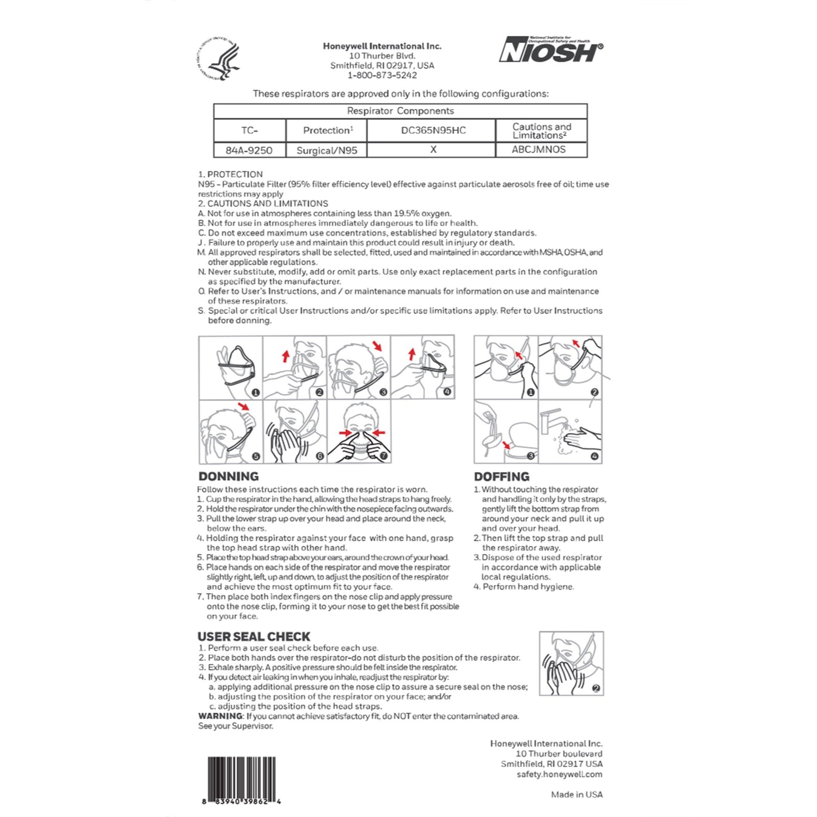 Honeywell DC365 Particulate Respirator Mask