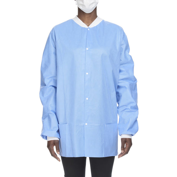 Lab Jacket Blue X-Large Hip Length Disposable