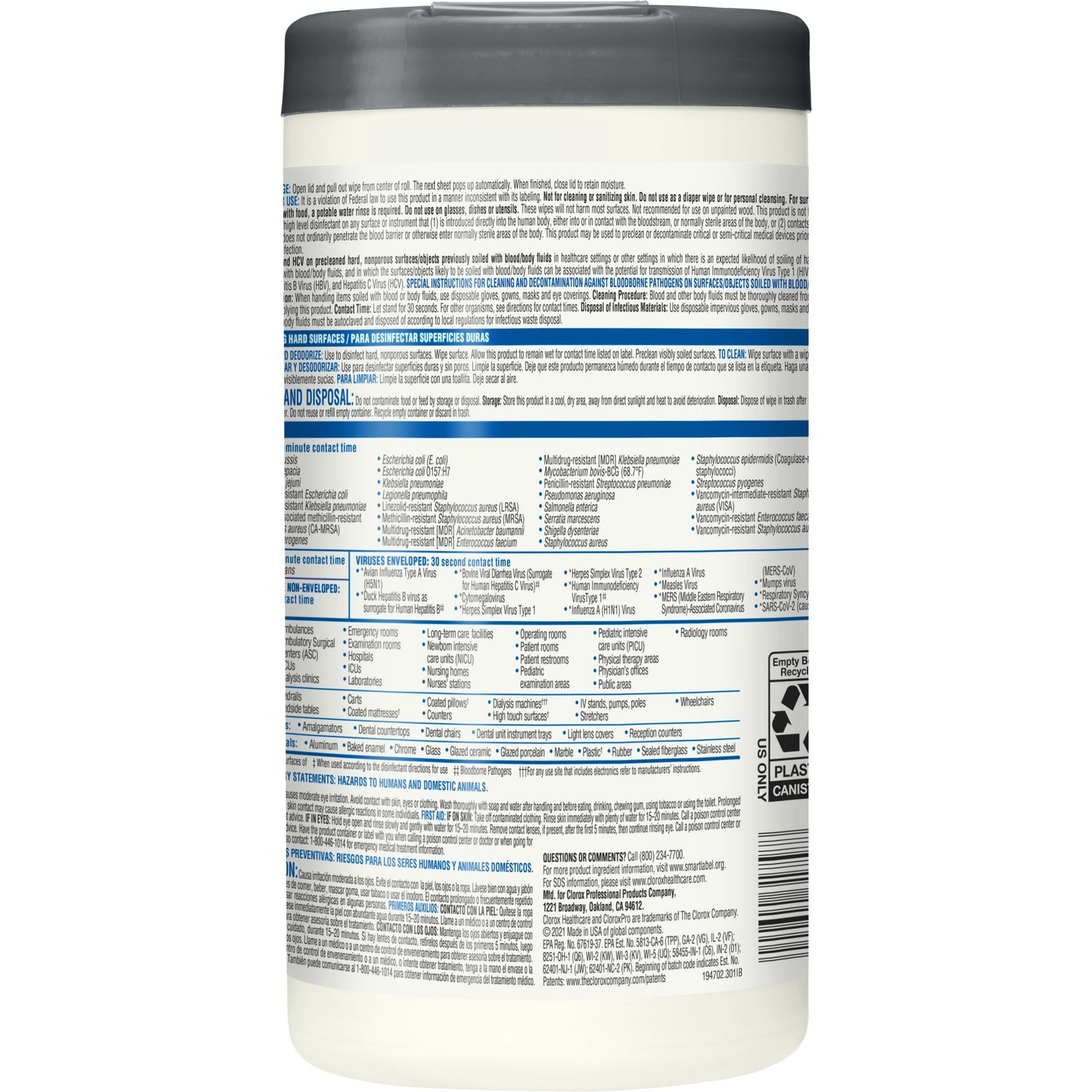 Clorox Healthcare VersaSure Alcohol-Free Cleaner Disinfectant Wipes