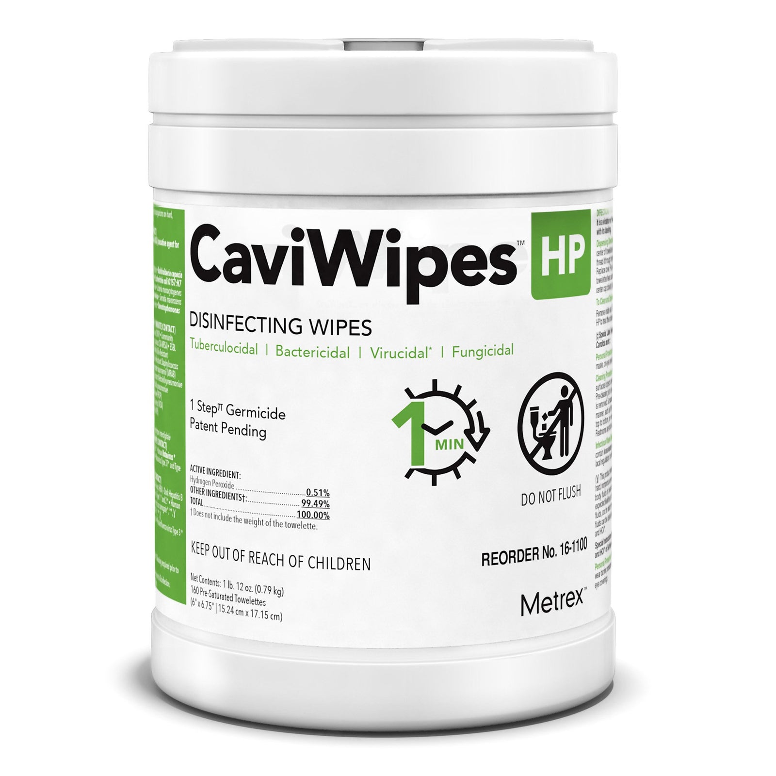 CaviWipes HP Disinfectant Peroxide 160ct Canister Wipes Scented Non-Sterile