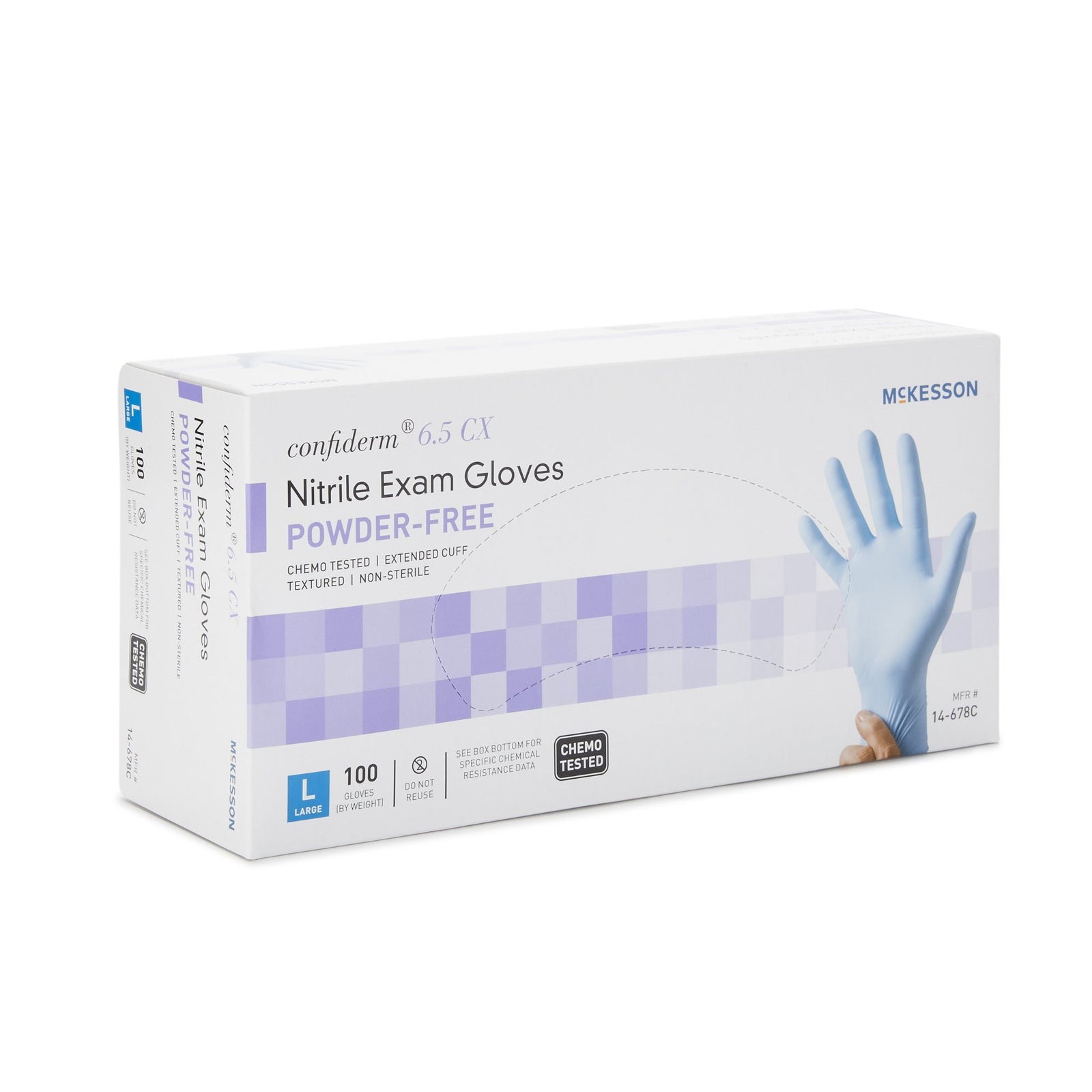 McKesson Confiderm 6.5CX Extended Cuff Nitrile Extended Cuff Length Exam Glove