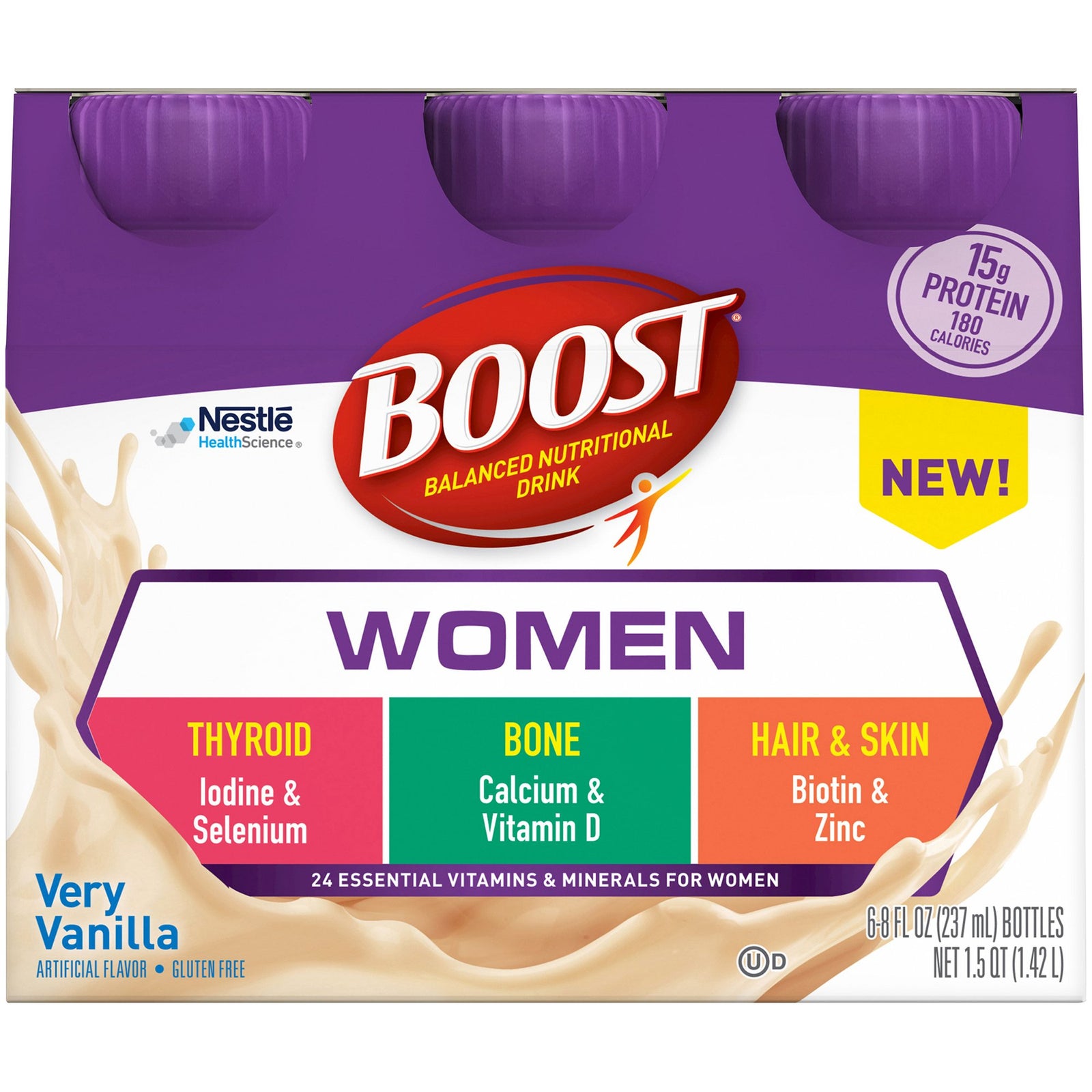 Nestle Healthcare Nutrition Boost Women, Oral Supplement, Very Vanilla Flavor