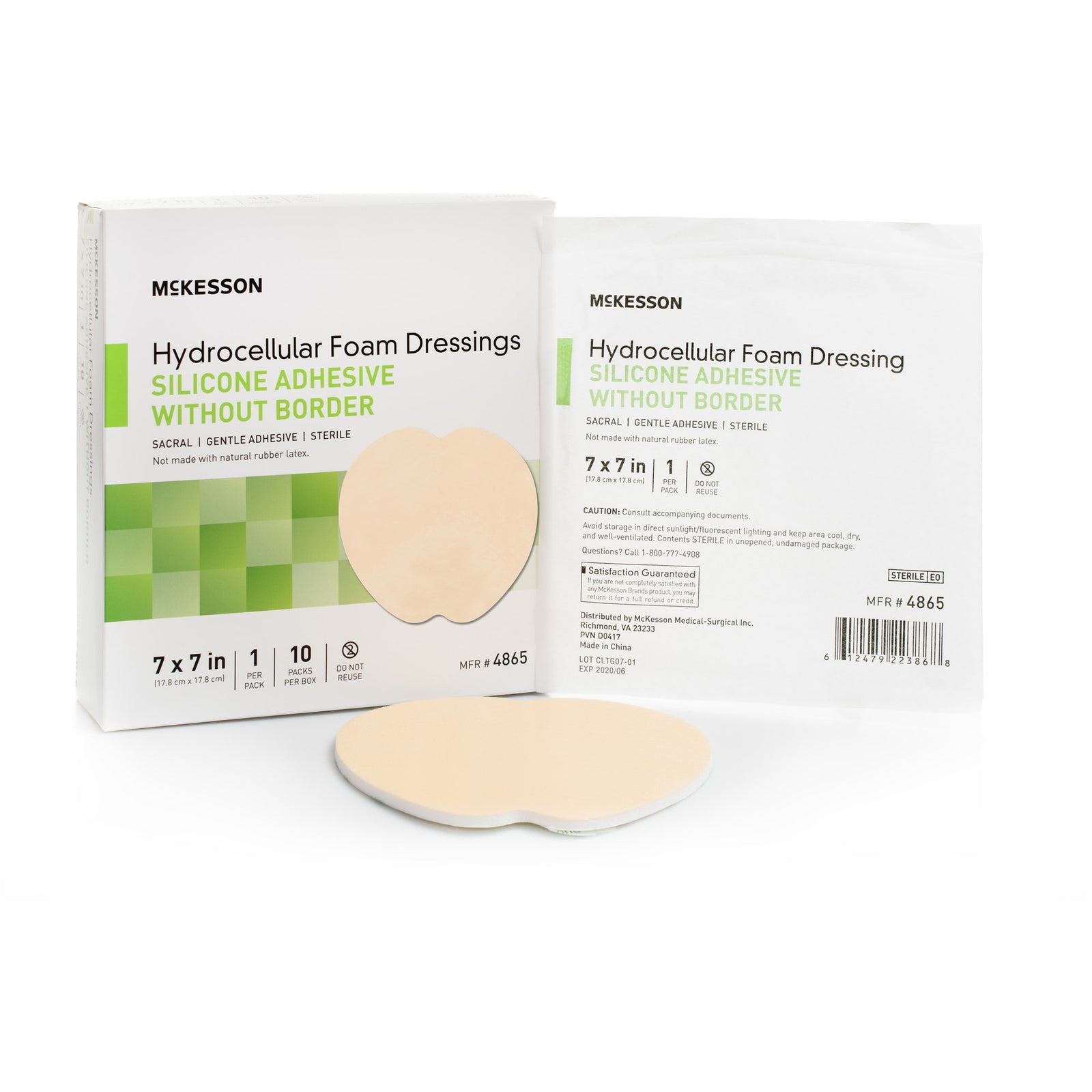 McKesson Hydrocellular Foam Dressings Silicone Adhesive Without Border