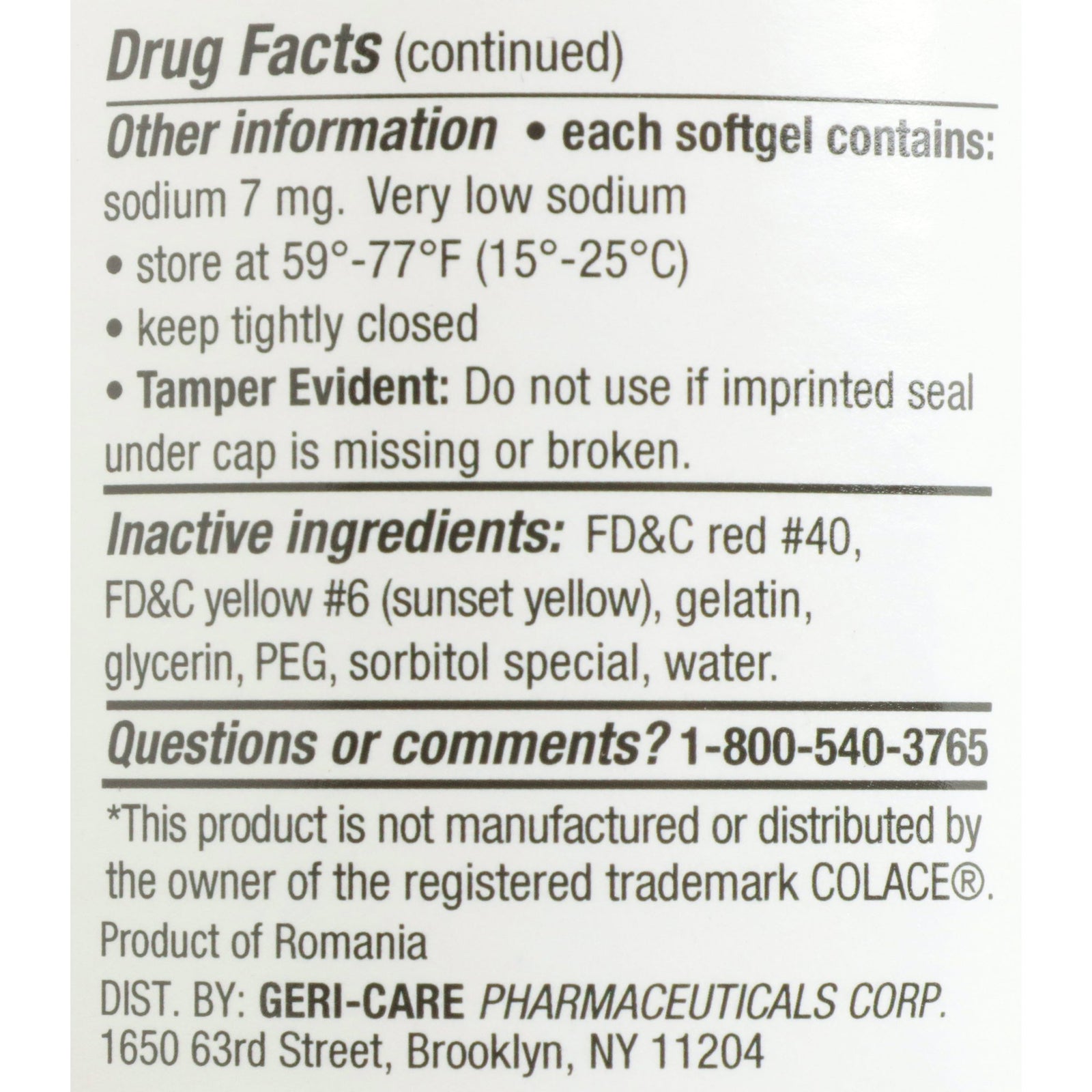 Geri-Care Stool Softener Docusate Sodium