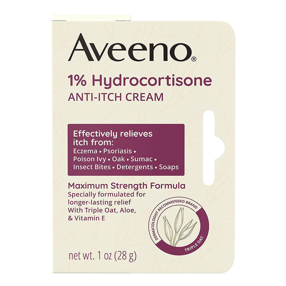 Aveeno Active Naturals 1% Itch Relief Cream, 1oz Tube