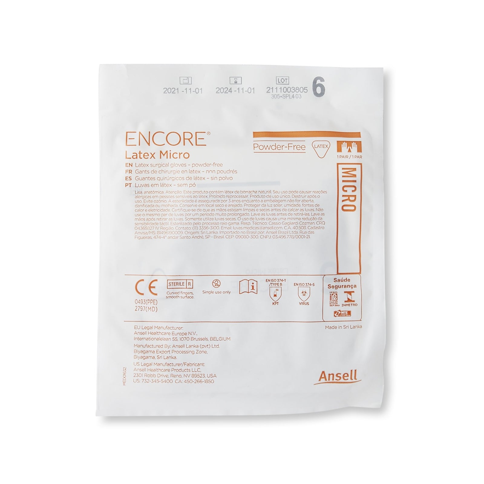 Encore MicrOptic Latex Standard Cuff Length Surgical Glove