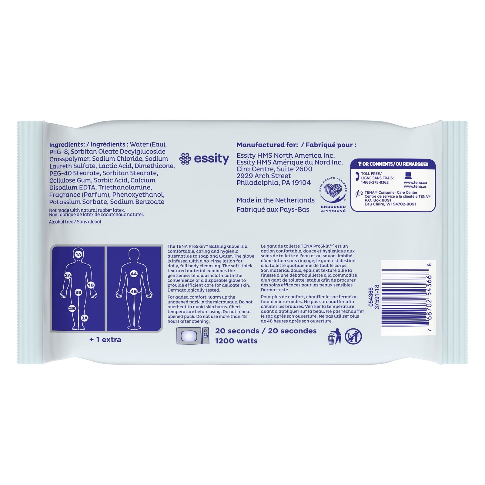 TENA ProSkin Rinse-Free Bathing Glove Wipe
