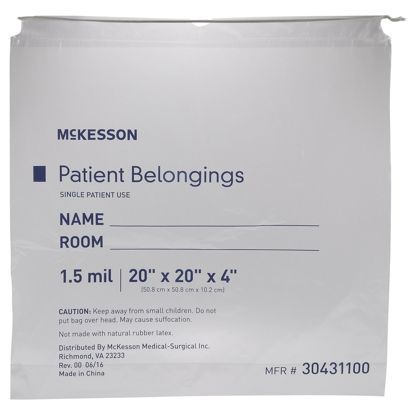McKesson Patient Belongings Bag