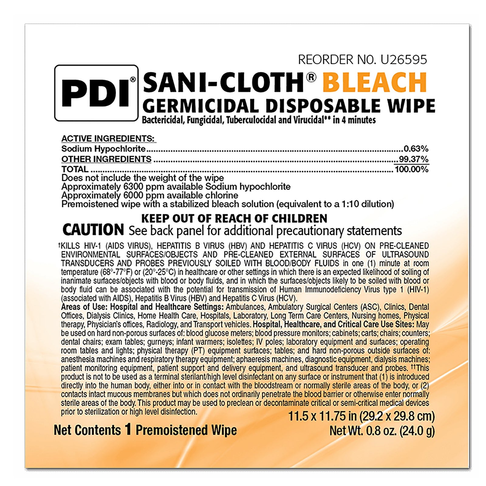 Sani-Cloth Bleach Germicidal Disposable Wipe