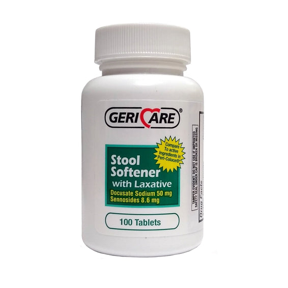 Laxative / Stool Softener Tablet 100 Per Bottle 50 Mg - 8.6 Mg Strength Docusate Sodium / Sennosides