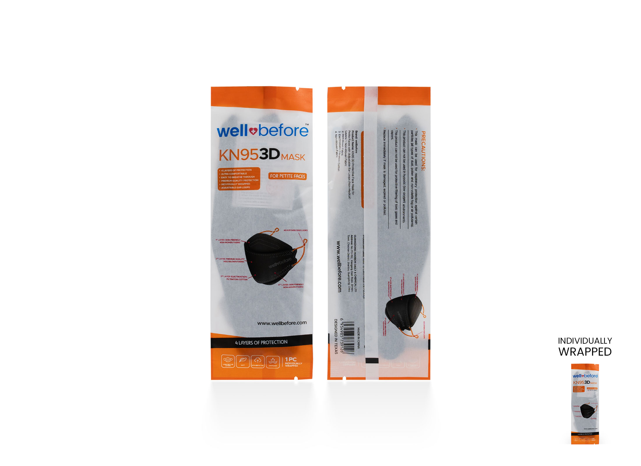 Kids KN95 Mask | Individually Wrapped, Elastic Ear Loops - Bag of 10