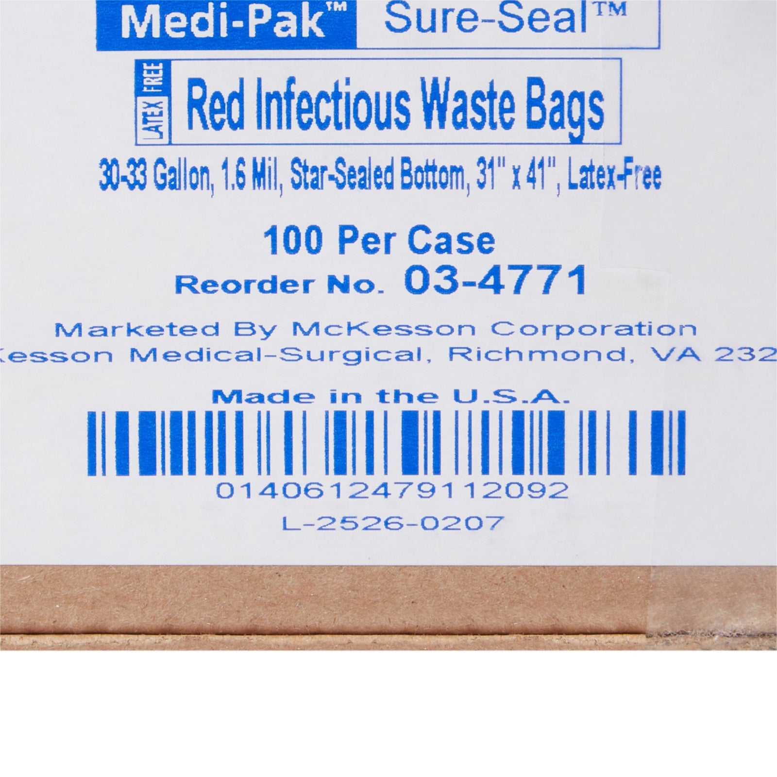 McKesson Infectious Waste Bags (40-45 gal., 30-33 gal., 7-10 gal.) - LLDPE Red