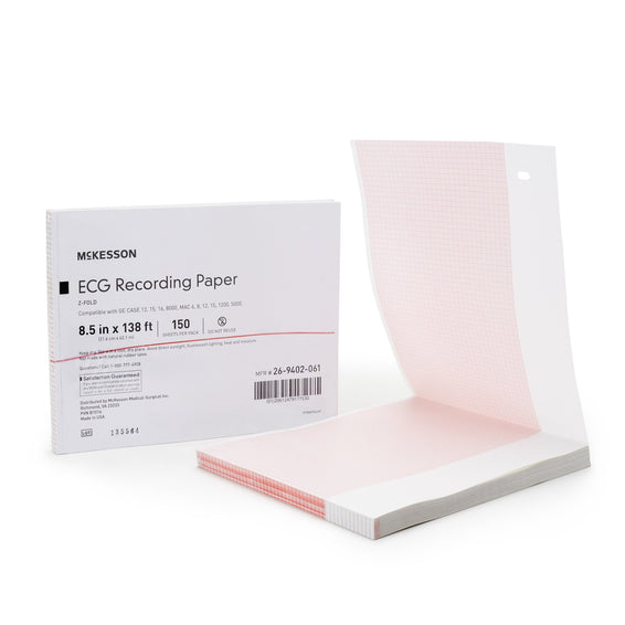 McKesson Z-Fold Thermal Diag. Rec. Paper 8.5"x 138ft Red Grid