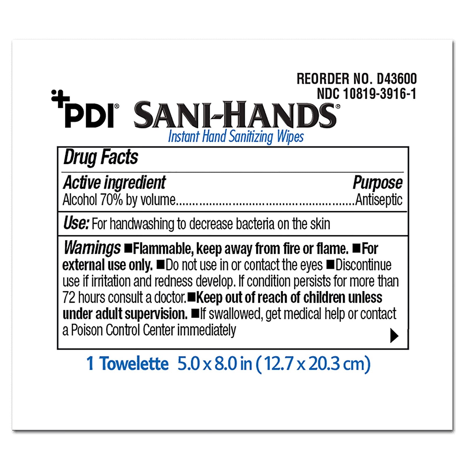 PDI Sani-Hands Instant Hand Sanitizing Wipes