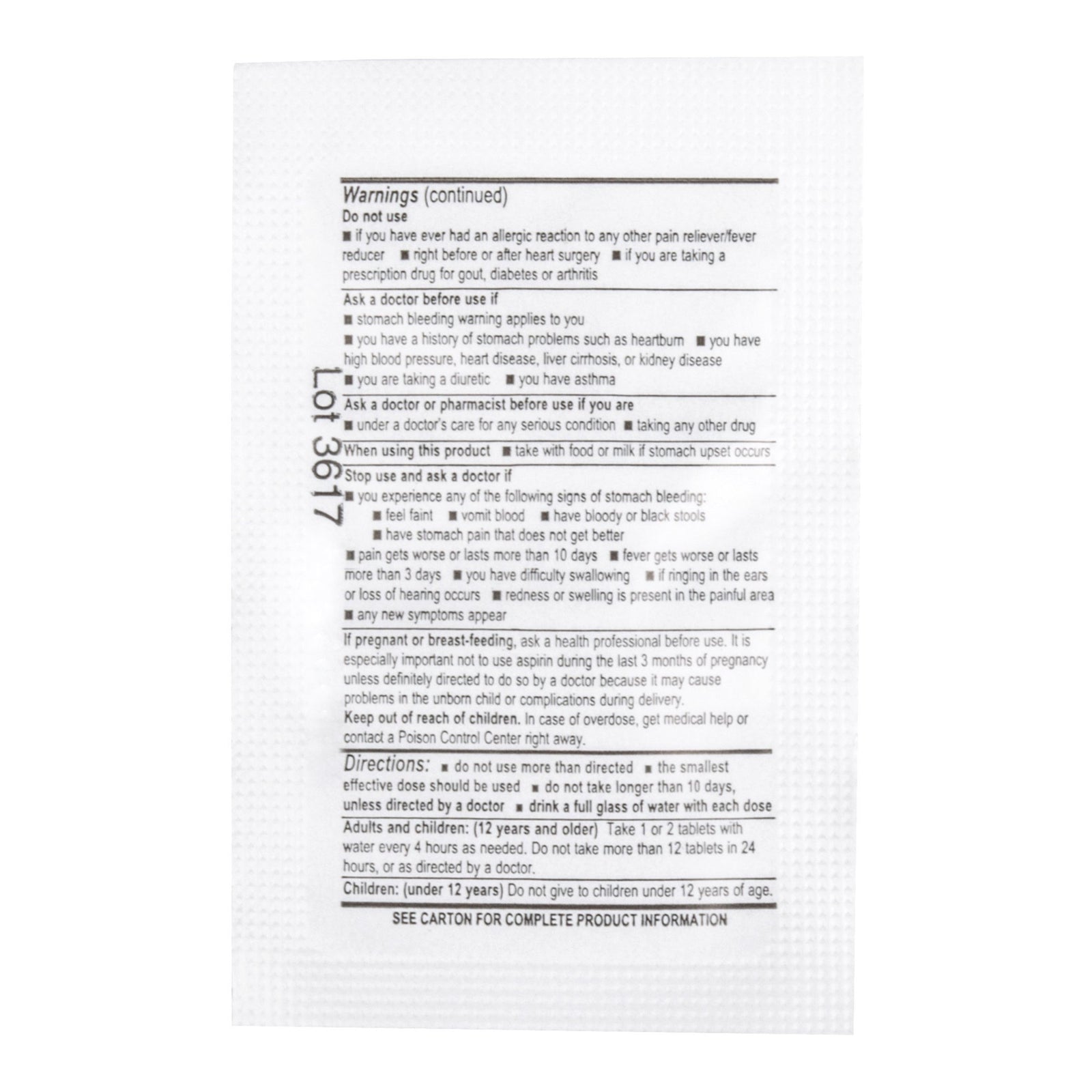 Pain Relief 325 Mg Strength Aspirin Tablet 200 Per Box