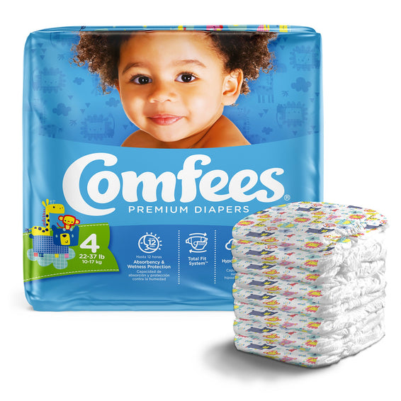 Comfees Premium Diaperss, Unisex, Baby, Tab Closure, Size 4, 31 per Package