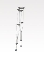 Underarm Crutches Aluminum Frame Tall Adult 250 Lbs. Weight Capacity Push Button / Wing Nut Adjustment