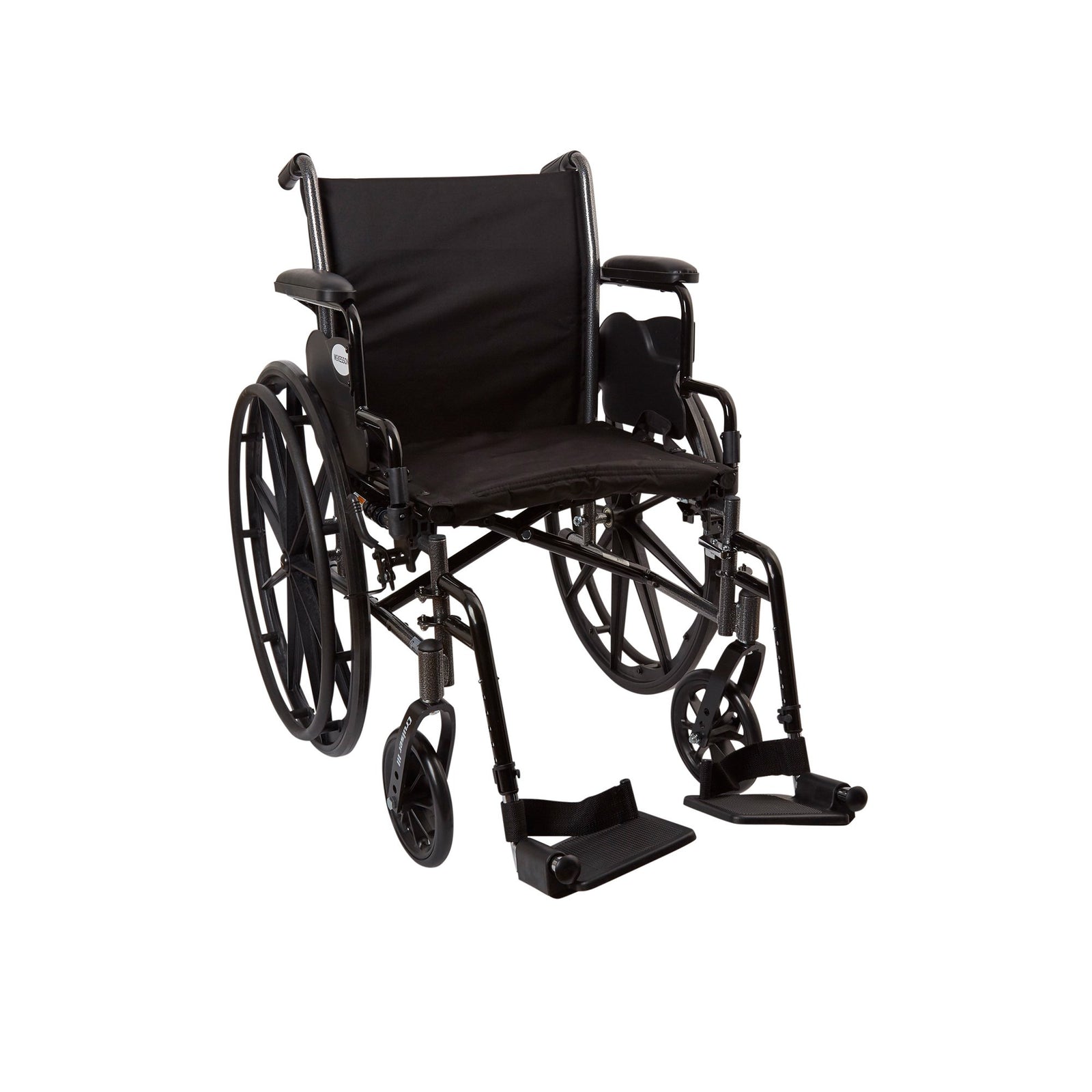 McKesson Lightweight Wheelchair Dual Axle (18" & 20" Seat Widths) w/ Swing-Away Footrest/Elevating Legrest, Black Upholstery, 300 lbs. Weight Capacity
