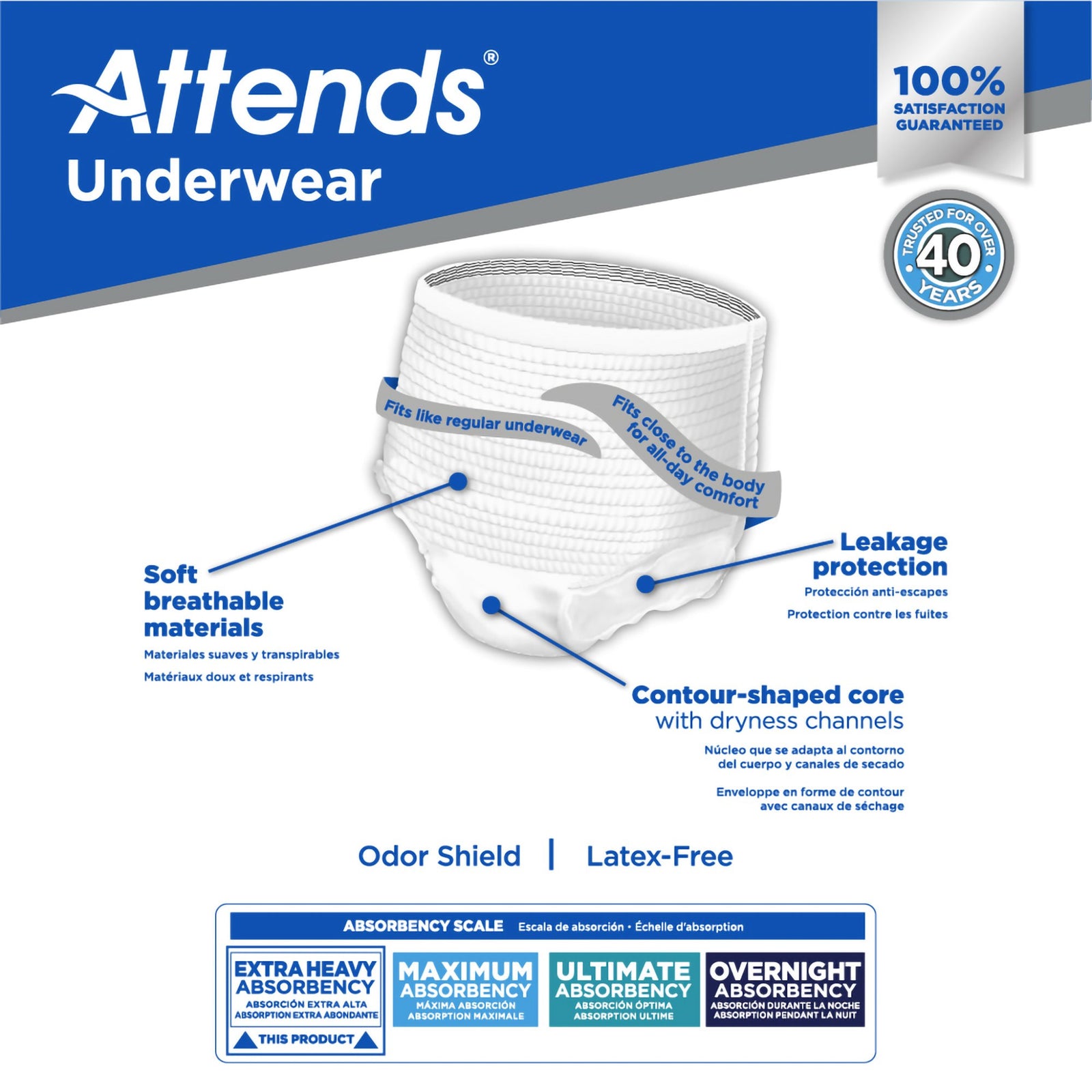 Attends Unisex Adult Absorbent Underwear
