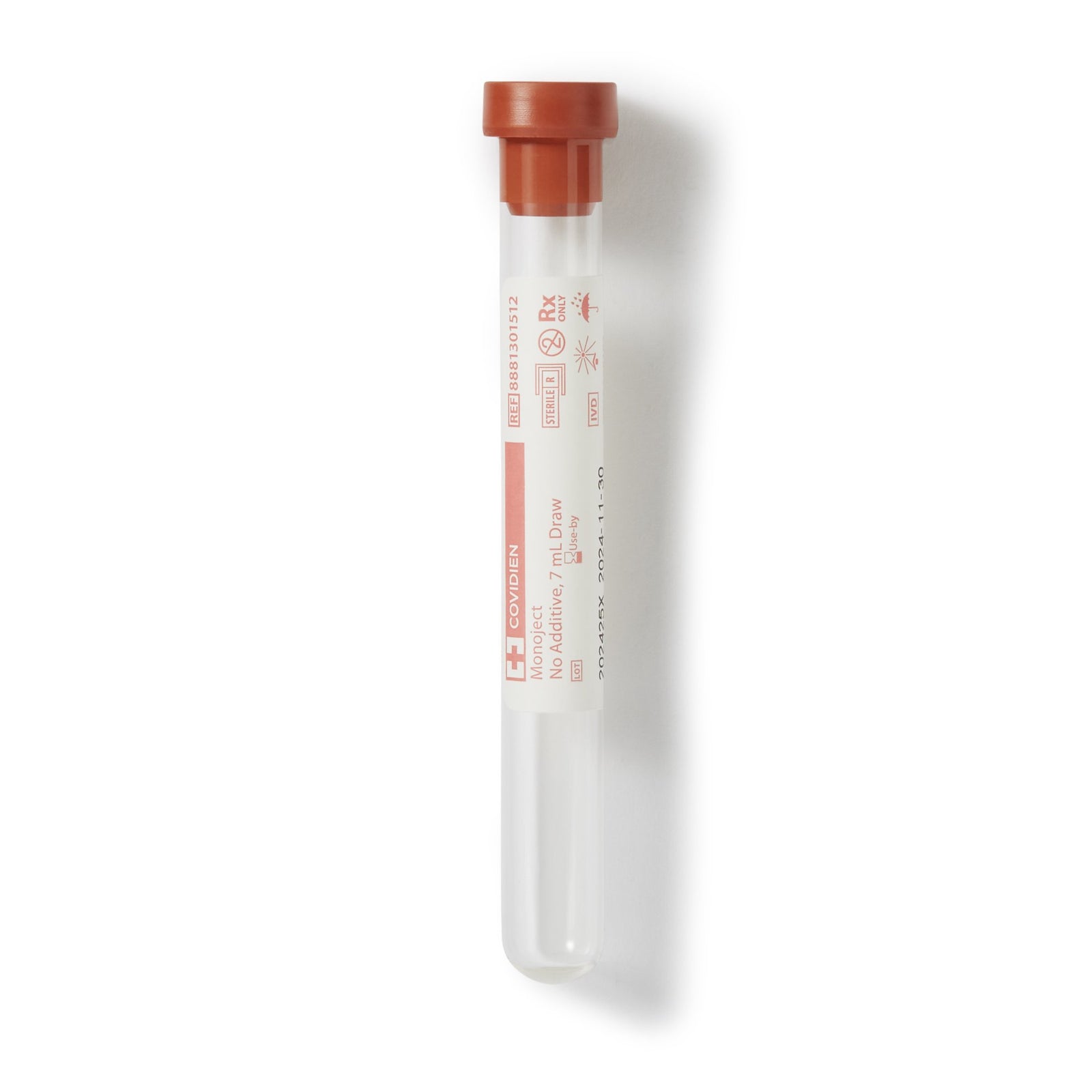Monoject 7mL Red Glass Serum Tube 13x100mm