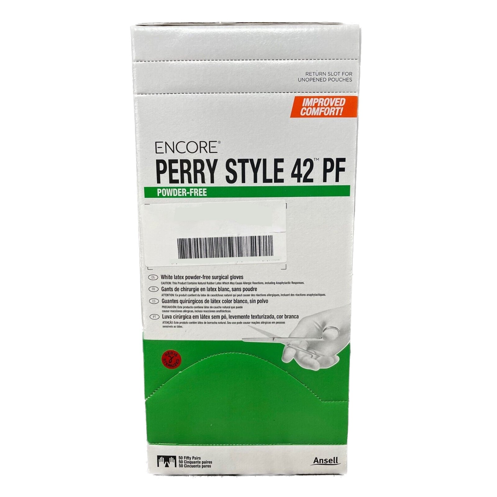 ENCORE Perry Style 42 PF Latex Standard Cuff Length Surgical Glove