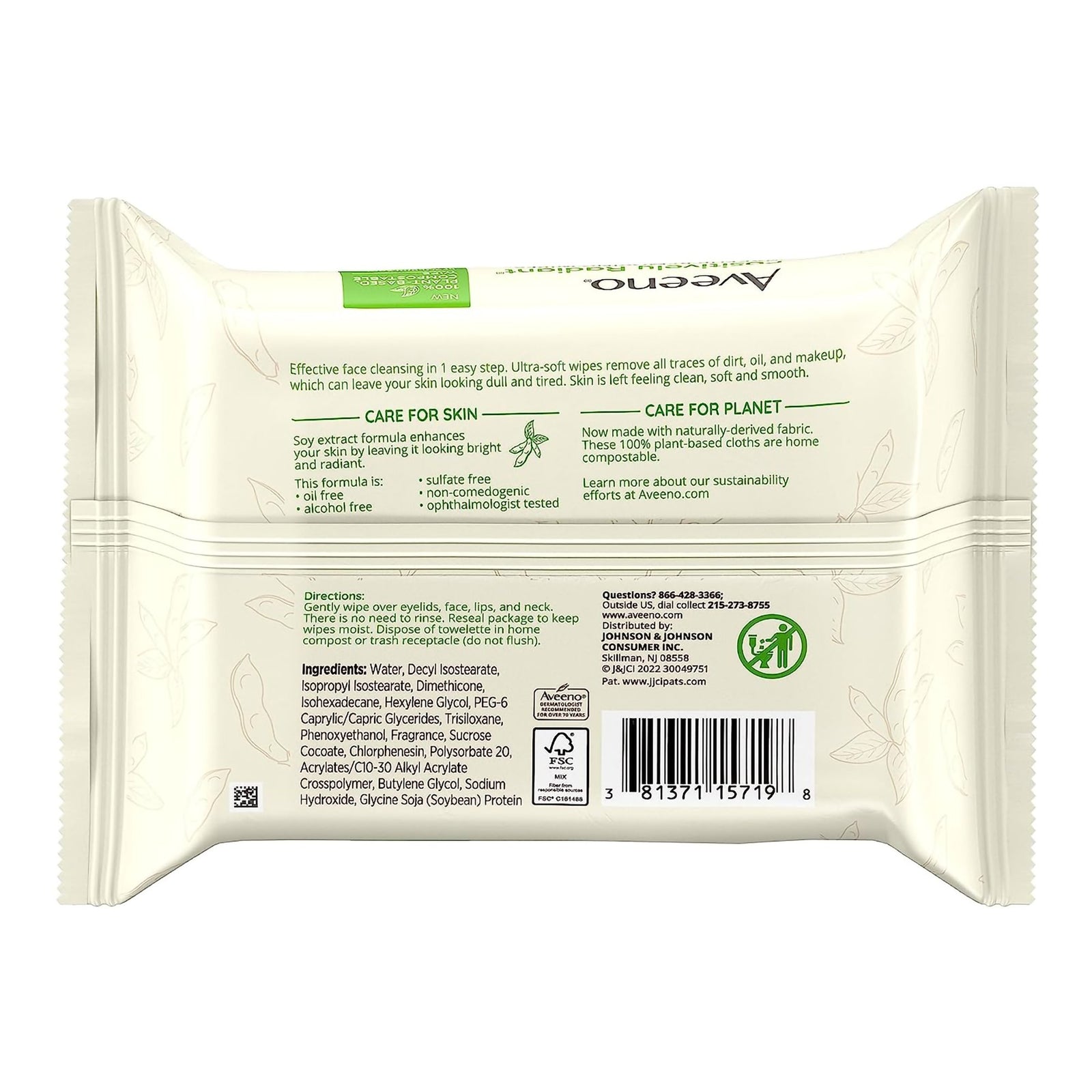 Aveeno, Wipes Makeup Removing (25/Pk)