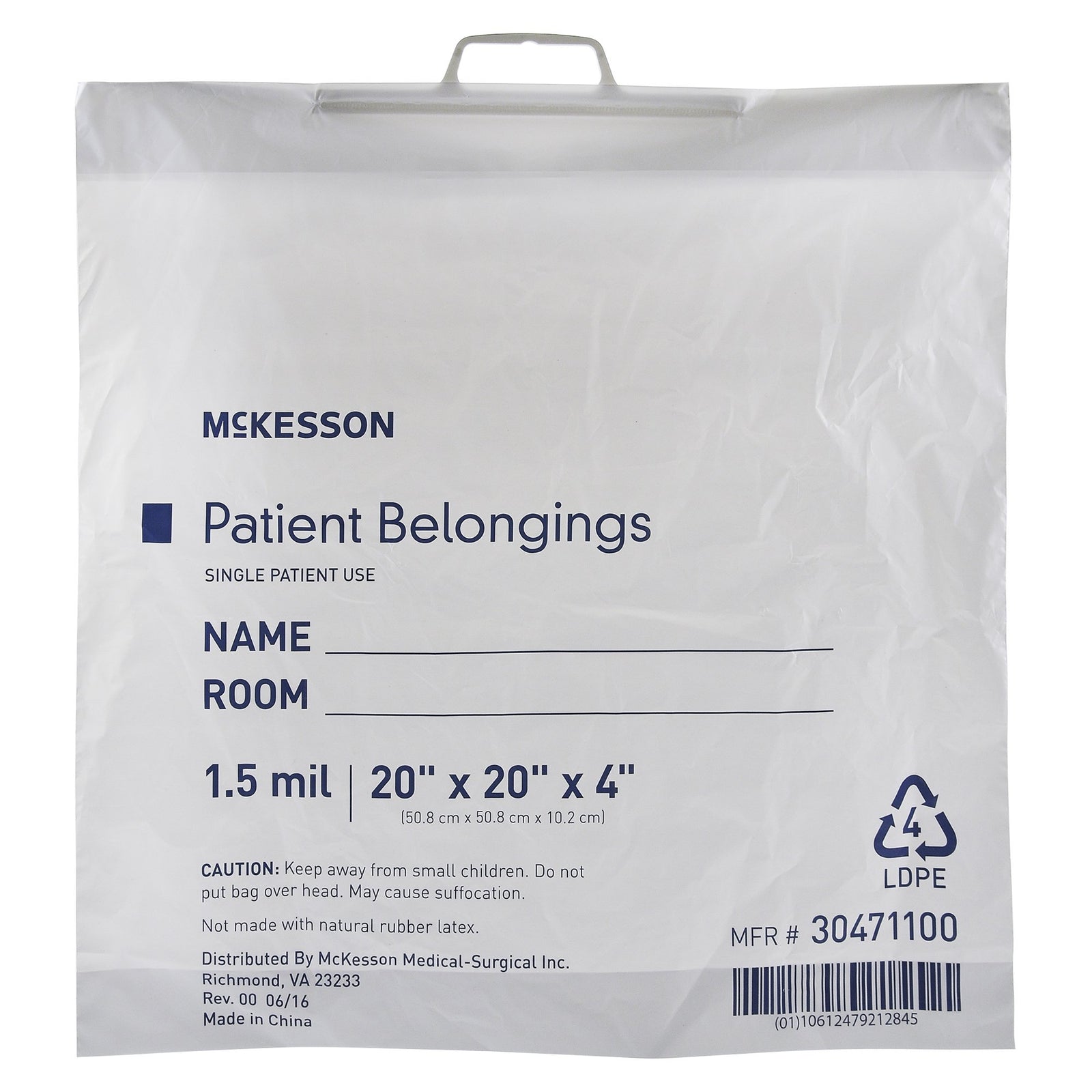 McKesson Patient Belongings Bag