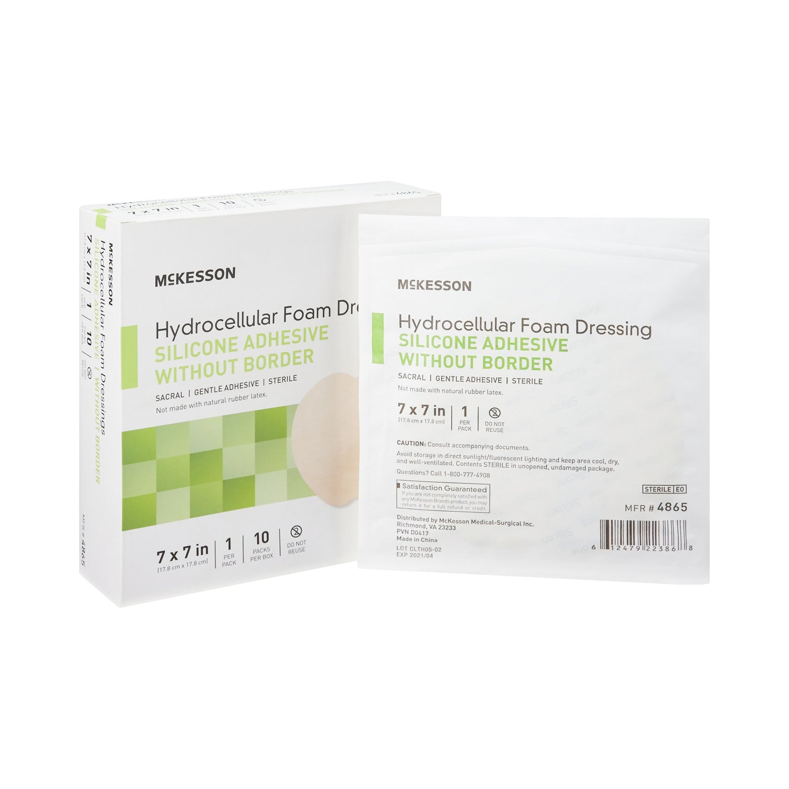 McKesson Hydrocellular Foam Dressings Silicone Adhesive Without Border