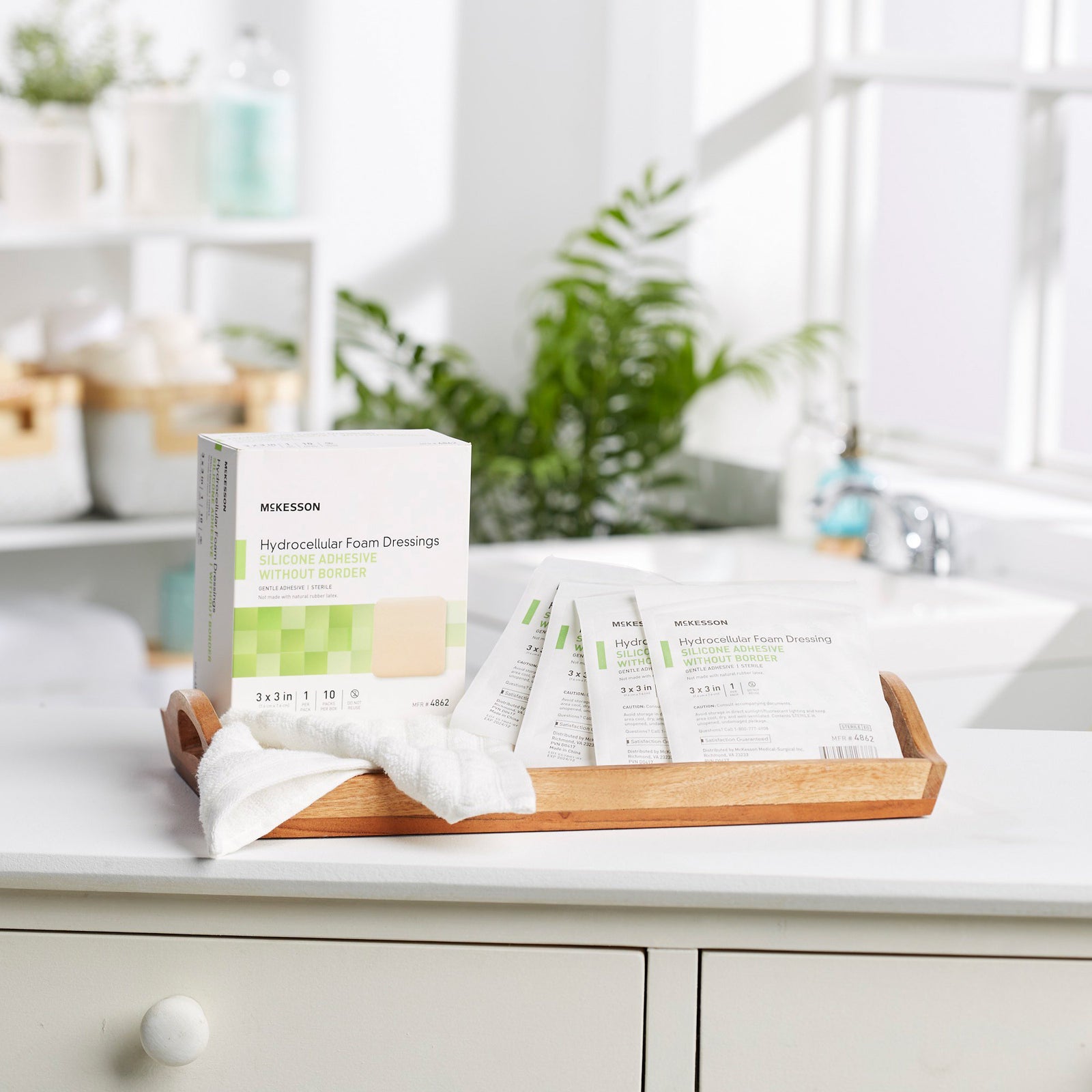 McKesson Hydrocellular Foam Dressings Silicone Adhesive Without Border