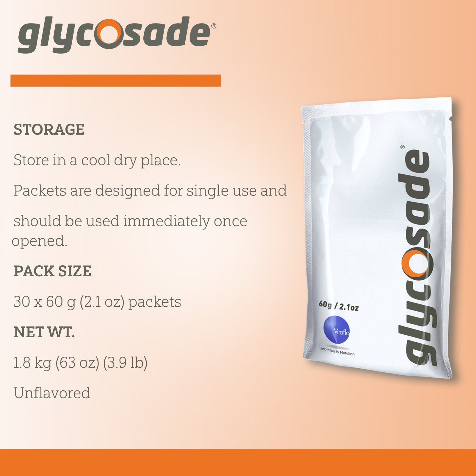 Glycosade® Unflavored Starch Oral Supplement, 60 Gram Individual Packet