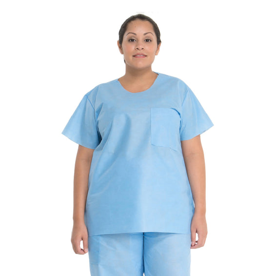 Scrub Shirt Medium Blue 1 Pocket Short Sleeve Unisex