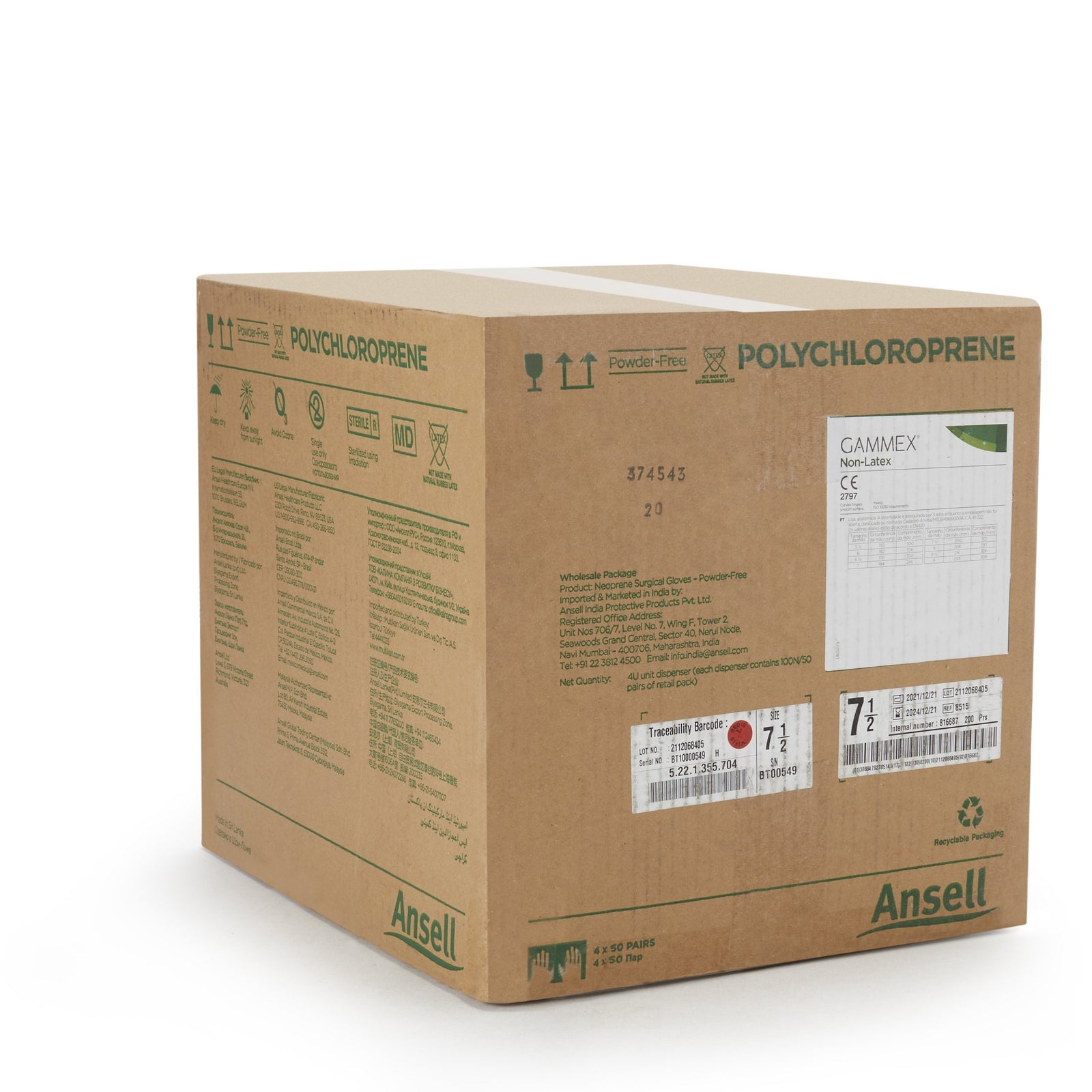 Derma Prene Ultra Polyisoprene Standard Cuff Length Surgical Glove