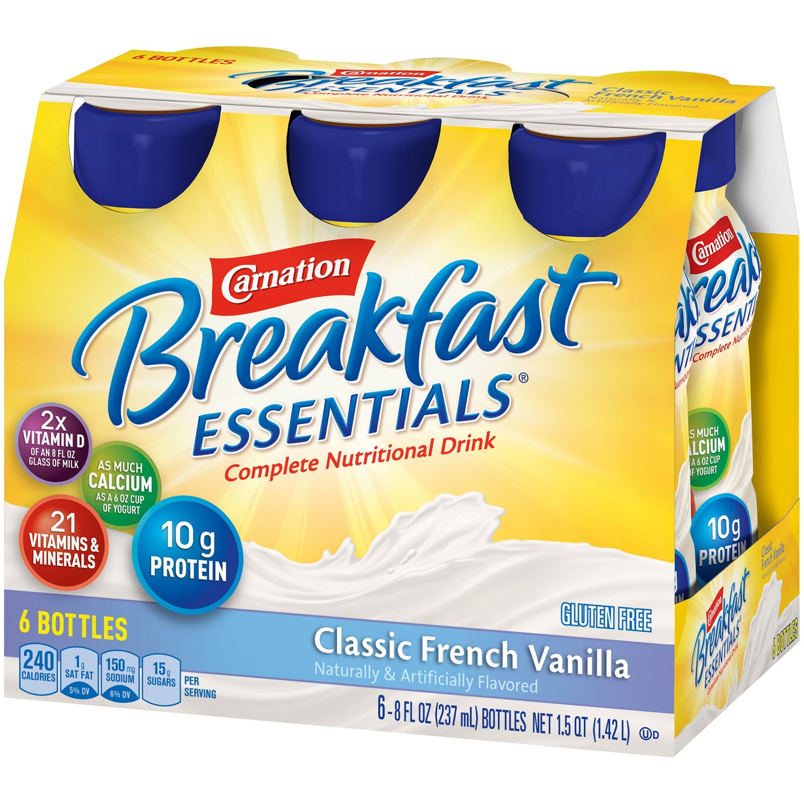 Nestle Healthcare Nutrition Carnation Breakfast Essentials, 240 Calories, Classic French Vanilla, 8 oz